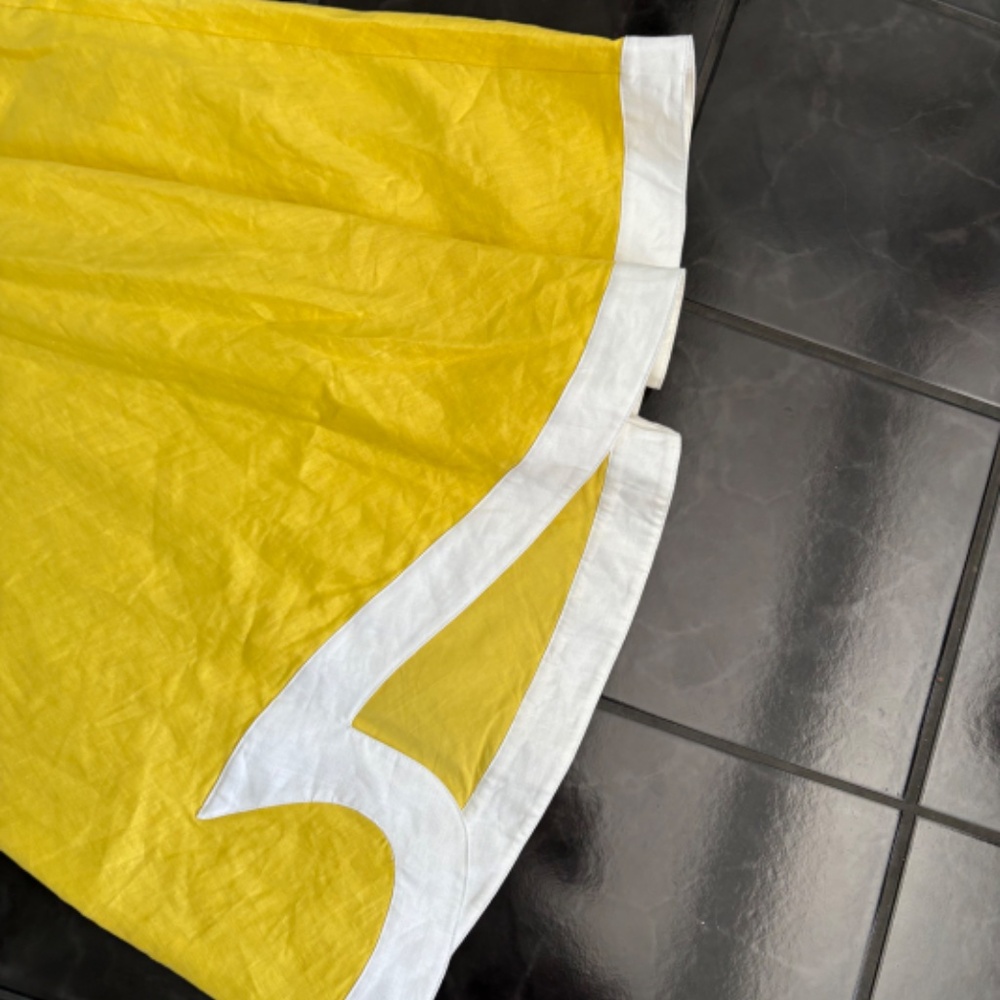 STAUD detail strapless linen Dress yellow and white NEW WITH TAGS!! Size 4 - Picture 7 of 7